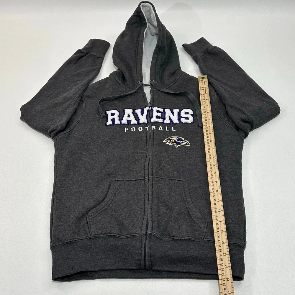 Baltimore Ravens Men's Hoodie Charcoal Full Zip Fleece Size M - Picture 4 of 5